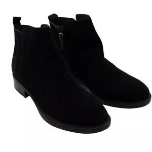 EASY SPIRIT Women Black Larim Round Toe Zip-Up Leather Bootie 8.5 ,7.5,12 W/GIFT